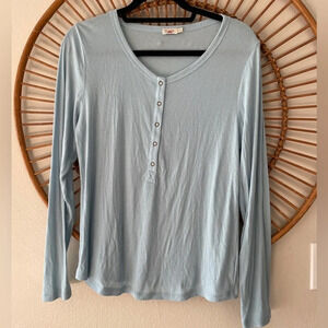 Faherty Luxe Henley Ribbed Long Sleeved Shirt size XL